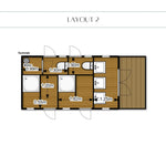 Alternative washroom hut layout with boiler room, showers and toilet cubicles