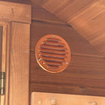Adjustable timber ventilation vent inside the Infinity Glass luxury barrel sauna