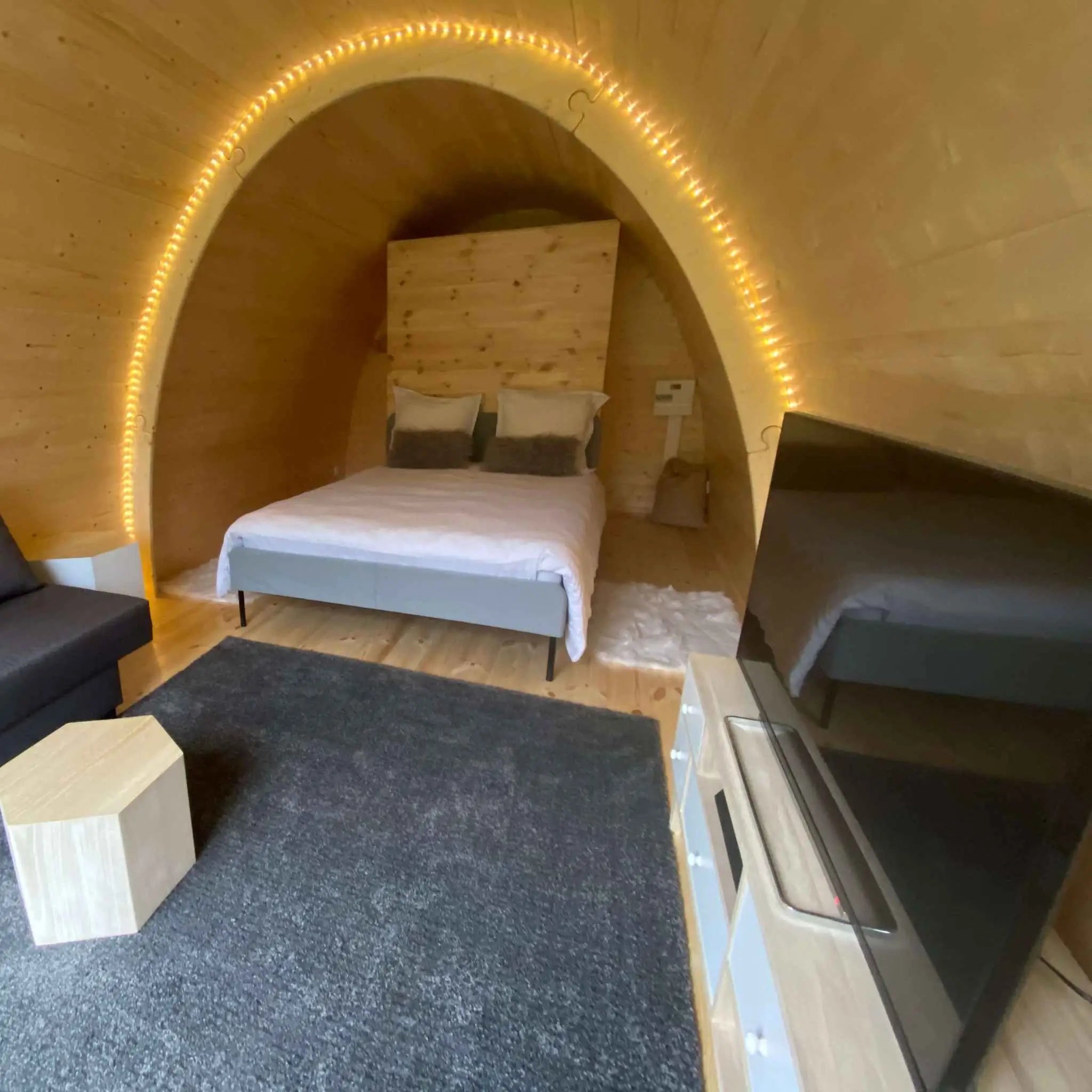 Lounge Area Inside the Twilight Glamping Pod