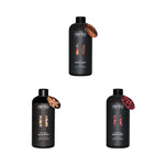 Rento Warm Cabin sauna scent trio with Tar, Winter Spices and Arctic Berries bottles on a white background.