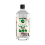Woodcare Guide Paraffin Oil 1L bottle for protecting untreated wood, sauna benches and timber surfaces on a white background.