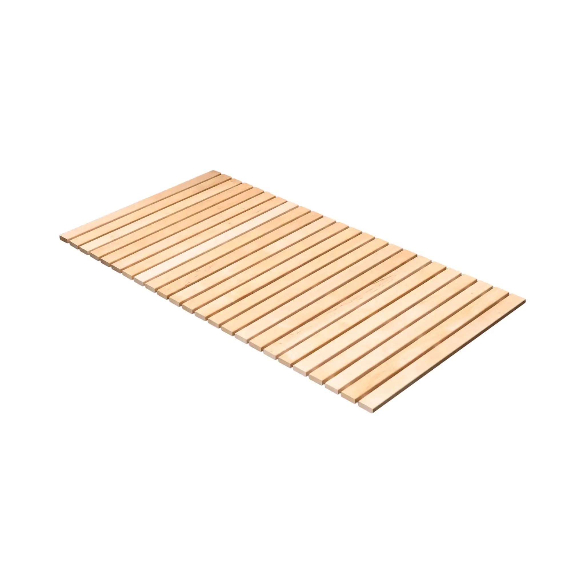 Natural black alder wooden slatted floor mat for sauna and bathroom on white background