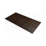 Dark brown treated alder wooden slatted floor mat for sauna and bathroom on white background