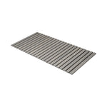 Light grey treated alder wooden slatted floor mat for sauna and bathroom on white background