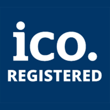 ICO Registered logo on a blue background